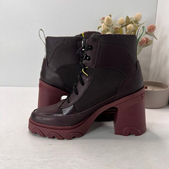 Sorel Brex Heel Lace Waterproof Boot Black/Maroon Women 7.5 Tried on - Picture 6 of 11
